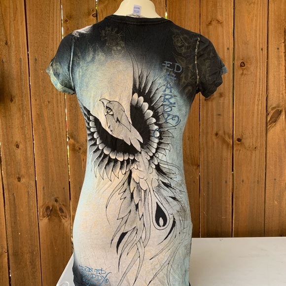 Rare! Y2K Vintage Ed Hardy embellished tee size Medium. - Picture 4 of 11